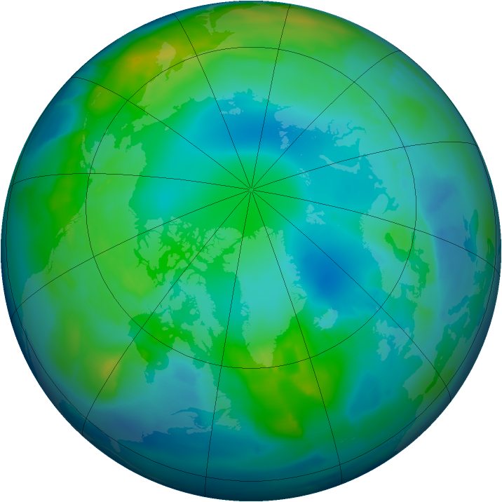 Arctic ozone map for 12 November 2012
